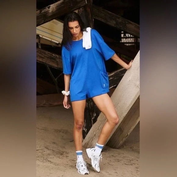 FP Movement by Free People Pants - FP Movement by Free People Electric Blue Short Romper